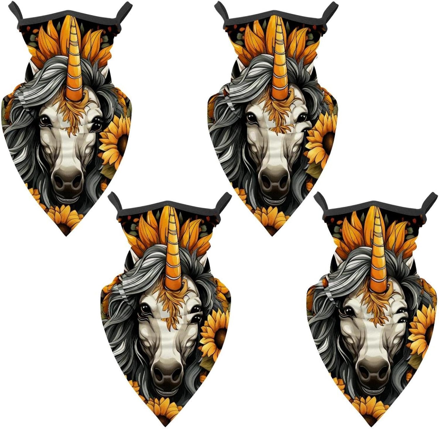 4 Pieces Unicorn Skull Sunflower UV Protector Scarf, Summer Cooling Neck Gaiter for Men/Women
