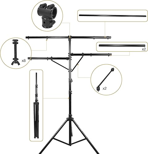 Miniatura 10 de Sound Town Soporte de iluminación para DJ, altura ajustable, 10.3 pies de alto con barras laterales y base de trípode (STLS-011)