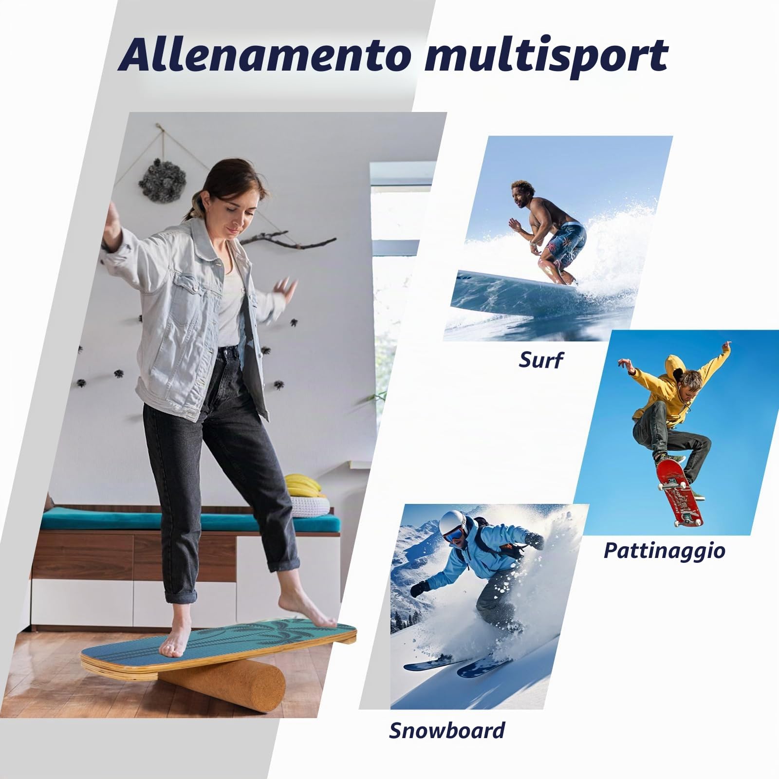 Leogreen Tavola dell’Equilibrio in Legno con Rocker, per Interni | Balance Board in Legno Trickboard ed Allenatore di Equilibrio, Ideale per Fitness, Yoga e Surf