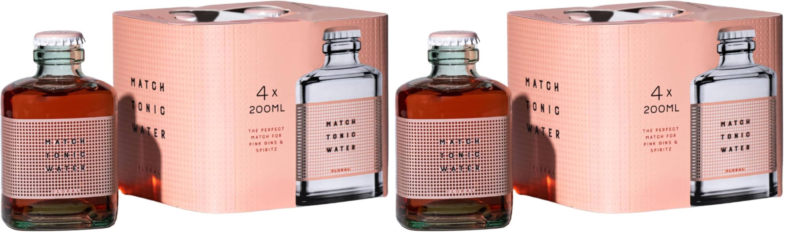 Match Tonic Floral, Acqua Tonica, 4 bottiglie da 200ml, per Gin Tonic Floreali, con Note di Lavanda, di Fiori d'Arancio e di Gelsomino, Basso Contenuto di Zucchero, Materiale 100% Riciclato