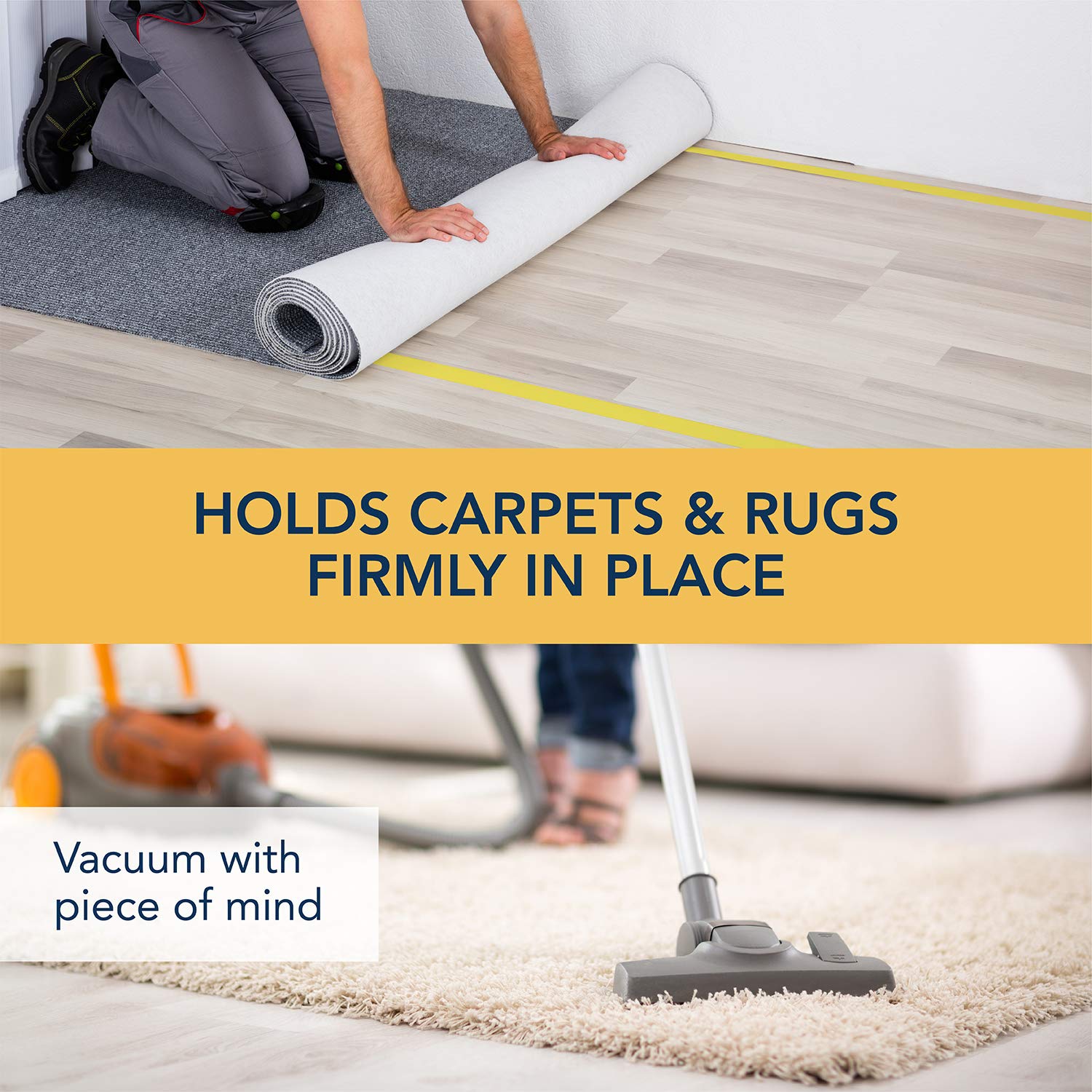 Double Sided Carpet Tape Heavy Duty for Area Rugs, Tile Floors [30ft/10 Yrd, 1.88 inch] Rug Gripper Tape with Strong Adhesive 2 Sided Stick for Concrete, Outdoors, Indoors, Laminate, Hardwood, Runners: Tools & Home Improvement