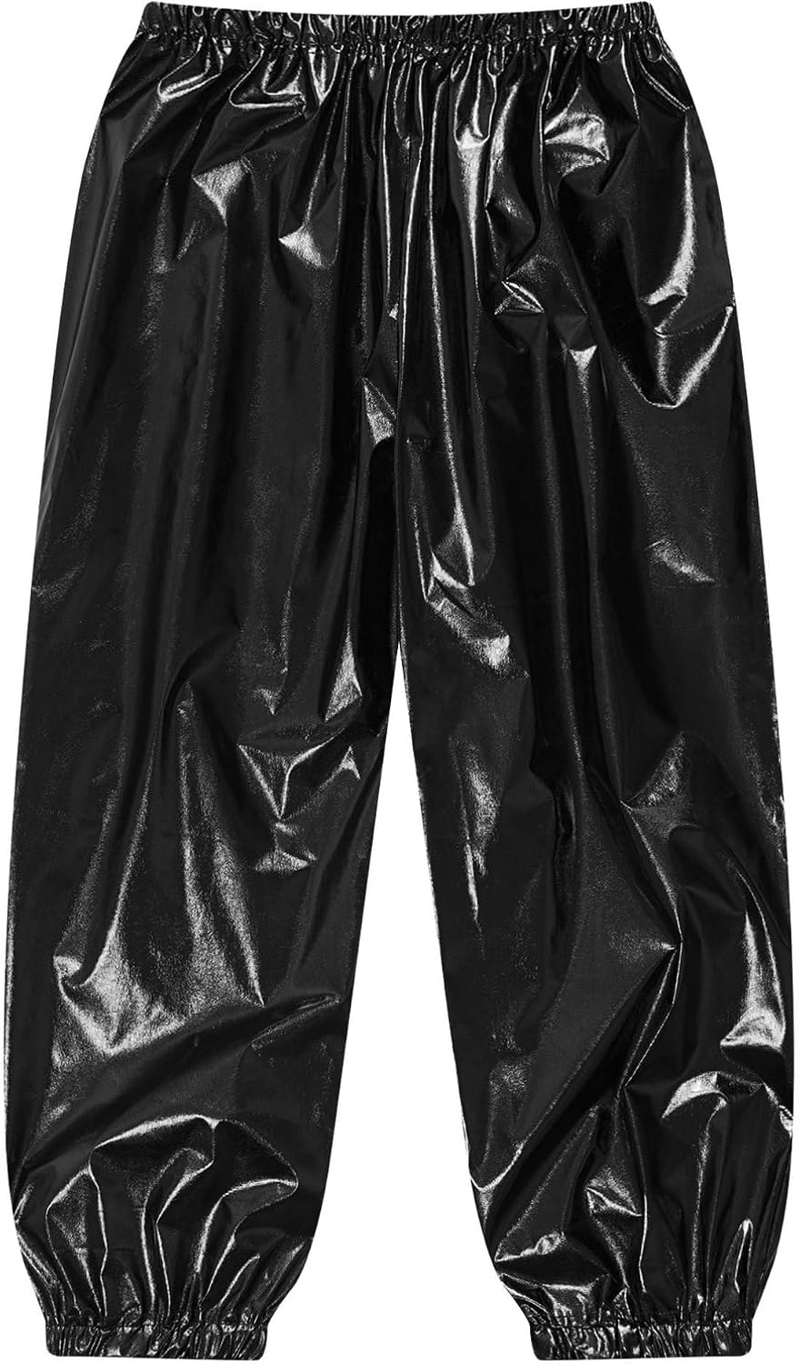 TiaoBug Kids Girls Shiny Metallic Jazz Hip Hop Dance Harem Pants Trousers Athletic Sweatpants Performance Dancewear