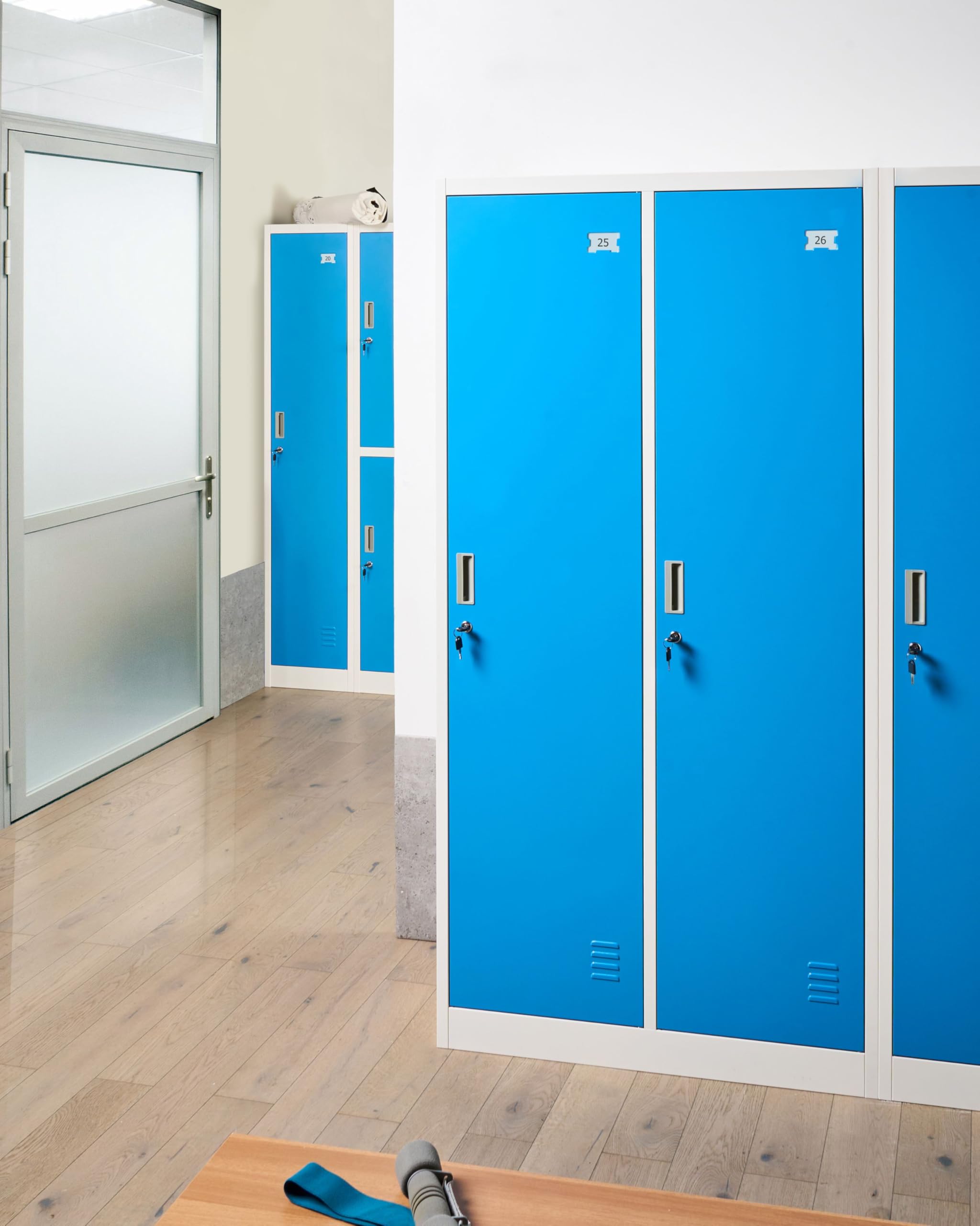 Doppelspind Umkleideschrank 2-türig Metall weiß / blau abschließbar Athlete