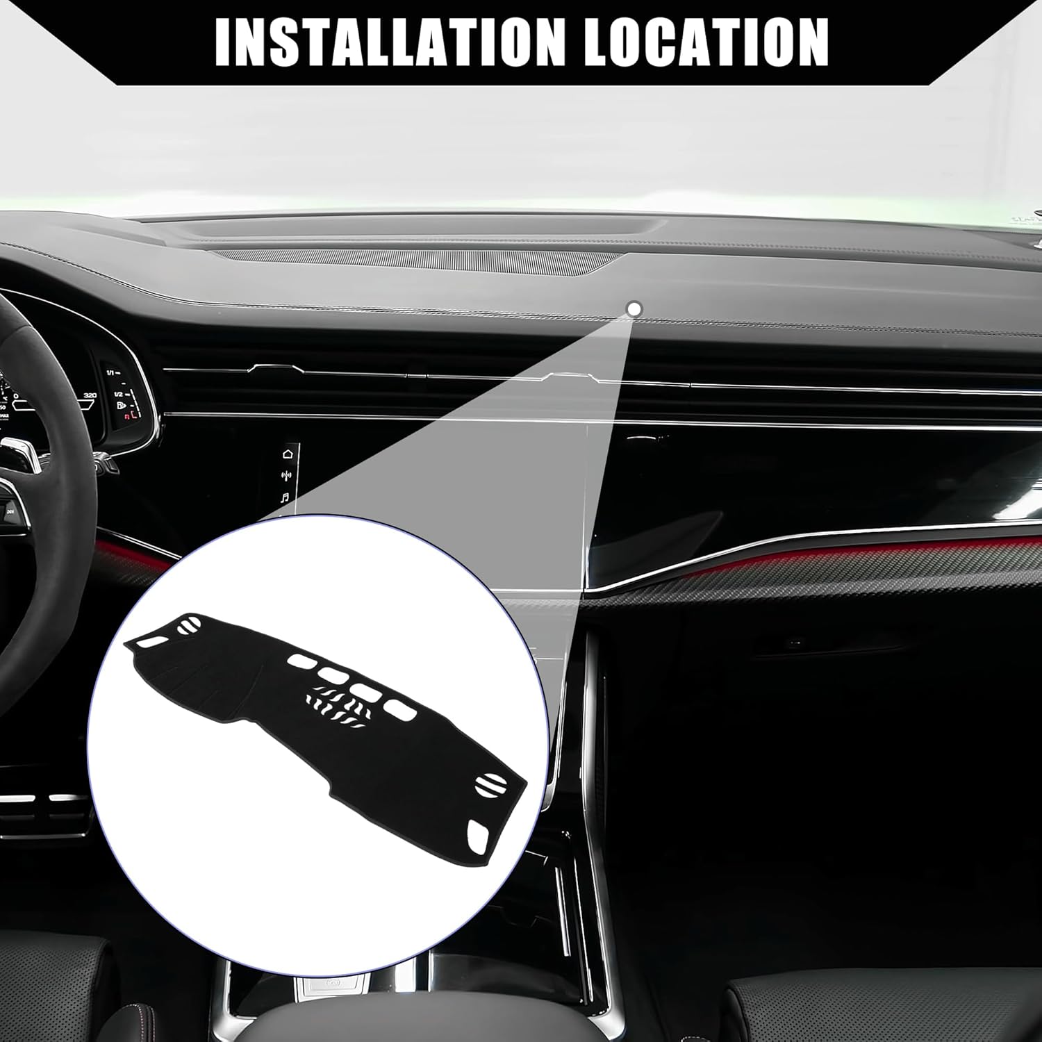 Dash Cover for Audi A4 A5 2017-2020 / Center Console Dashboard Cover/Non-Slip/Polyester / 1 Pcs Black