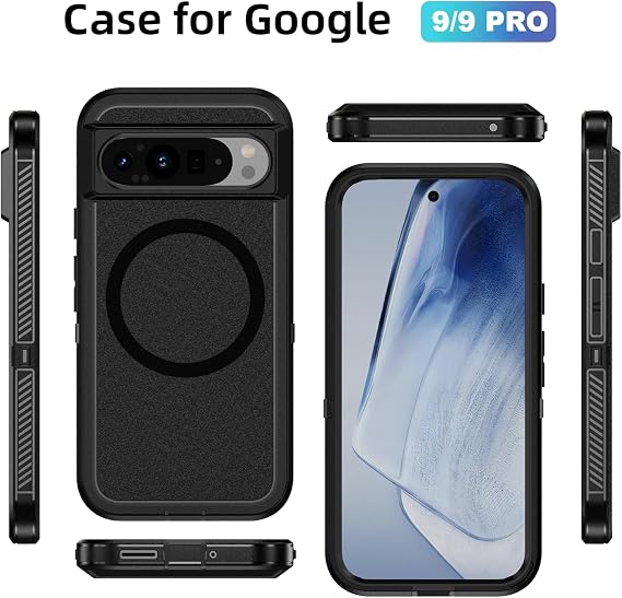 Magnetic for Google Pixel 9 and Pixel 9 Pro Case 6.3 inch, Compatible with MagSafe, Shockproof Dustproof Drop Proof, Military-Grade Protection, Magnetic Case for Google Pixel 9/9 Pro, Black