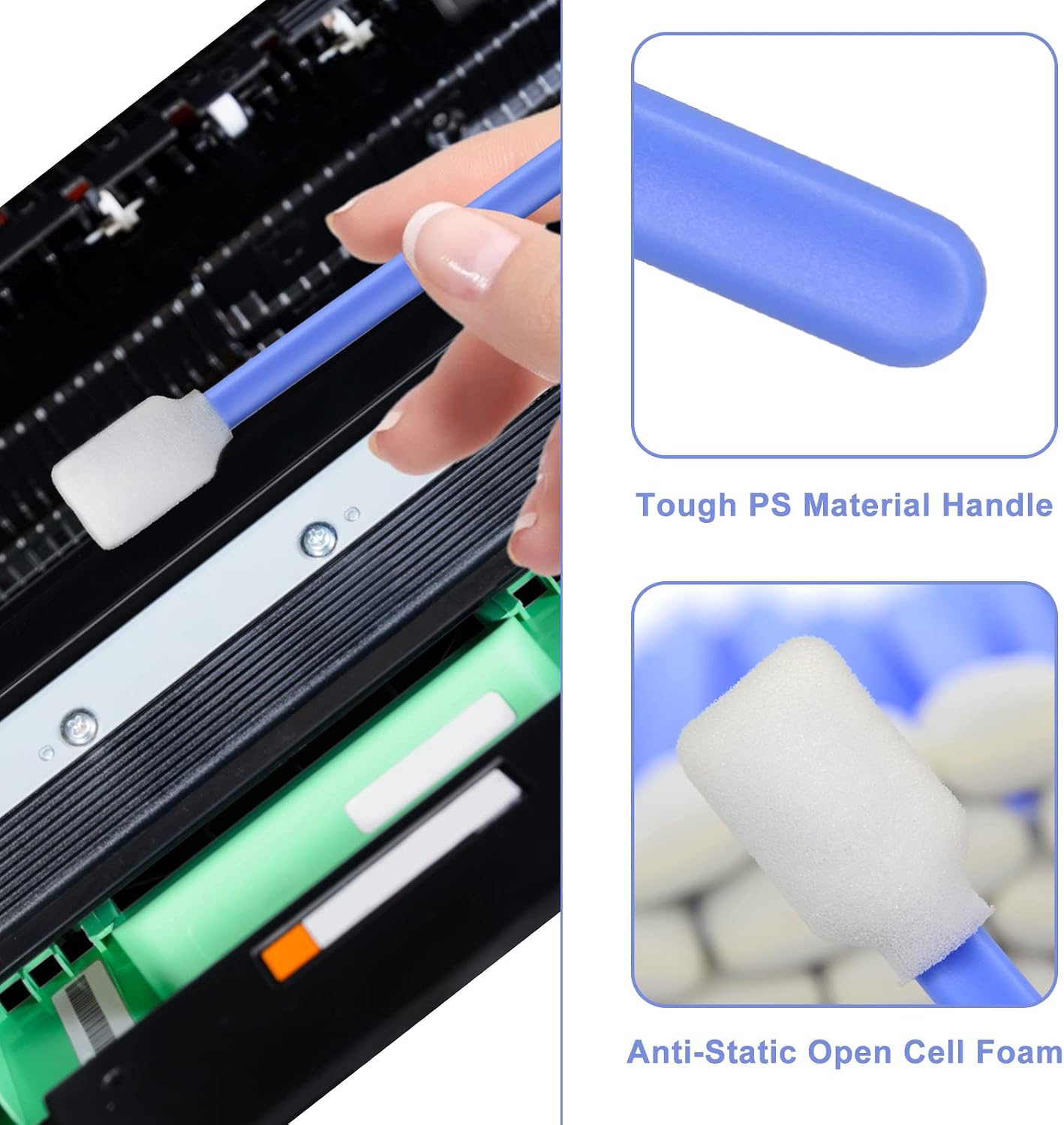 (100pcs) 5.11" Square Rectangle Foam Cleaning Swab Sticks-Blue image 3