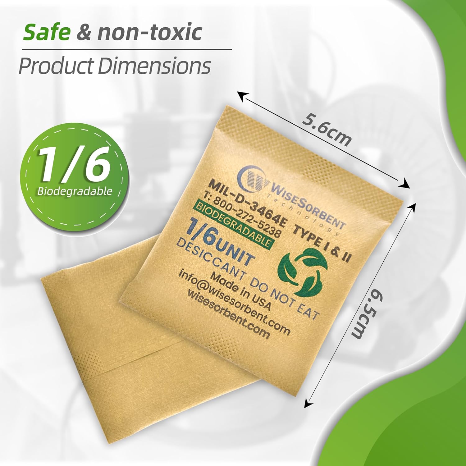 Wisesorb 1/6U Kraft Clay Desiccants Packs for Storage - Silica Gel Packets Alternative, 6 Gram Food Safe Bentonite Clay Desiccant Bags, Military Grade Highest Moisture Absorbers [600 Pack]