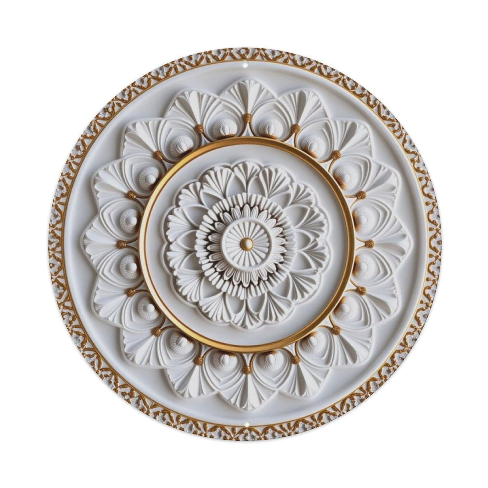 European Light Luxury Floral Round Decor Sign Vintage Aluminium Metal Sign, Retro Wall Decor for Home, Bar, Garage & Farmhouse 20x20cm
