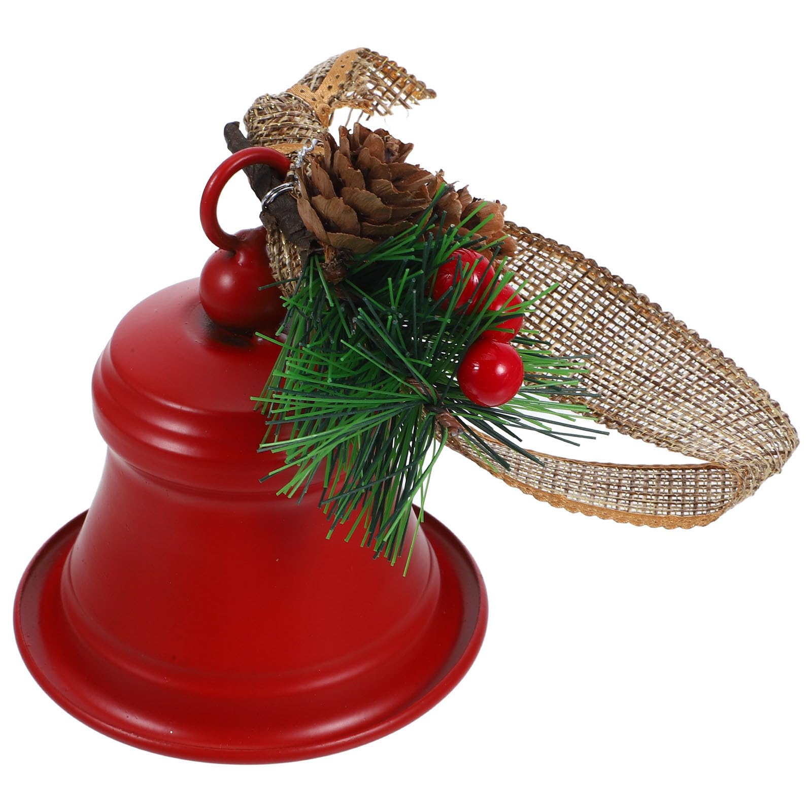 TOYANDONA 4 Piezas Campana Colgante Navideña de Metal Roja, Estilo Rústico