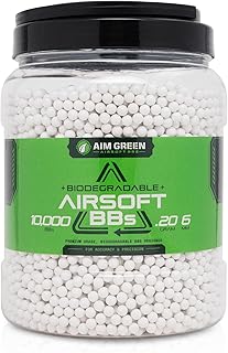 Aim Green Biodegradable Airsoft BBS, Premium-Grade 6mm Airsoft BBS, 20g, 25g, 32g, 36g, 40g, 2,500, 5,000, 10,000 Count