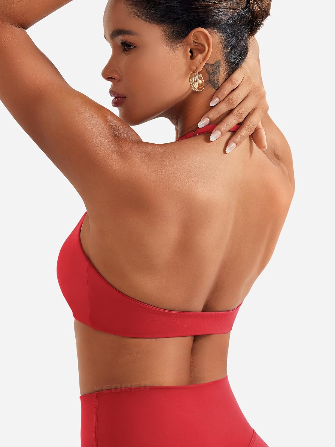 YEOREO Halter Sports Bras for Women Adjustable Strappy Open Back Impact Removable Pads Deep V Bra Workout Gym Yoga Crop Top - Image 2