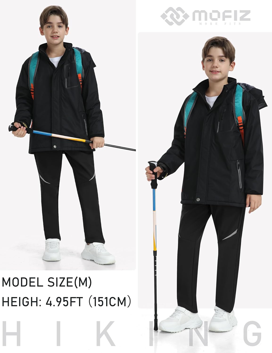 MoFiz Kids Fleece Lined Snow Ski Pants Waterproof Warm Winter Hiking Pants for Boys Girls Snowboard Pants with Zip Pockets - Image 6