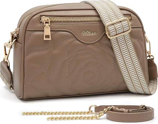 Cross Body Bag Women Small, Anti-Theft, 3 Zip Compartments