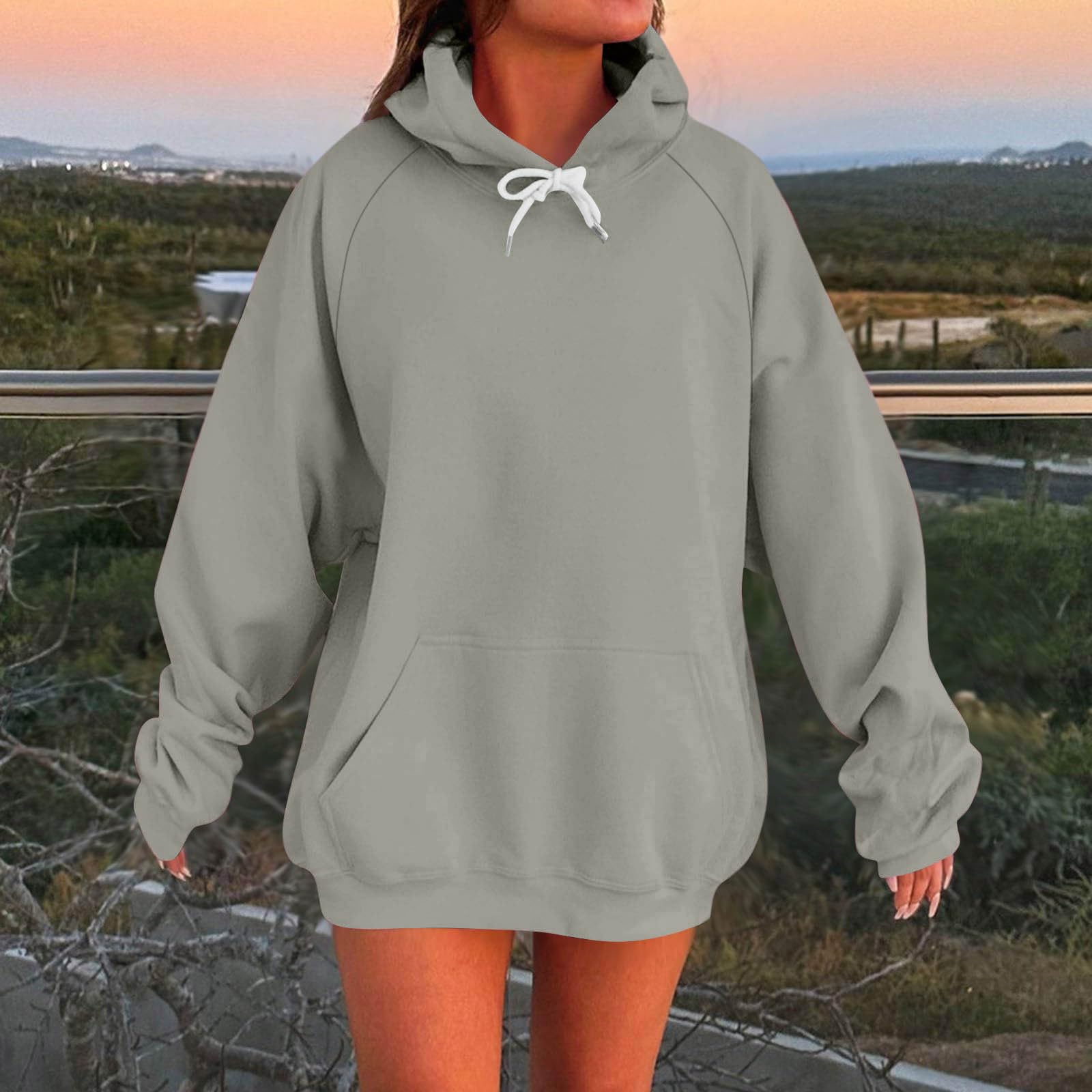 Sweat à Capuche Femme Casual Hoodie Slim Fit Sweat-Shirt Col en V Outerwear Rétro Streetwear Classique aux Couleurs Assorties Veste à Manches Longues Haut Couleur Unie Quotidien Hiver Vêtements