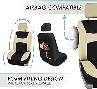 Vista 5 de FH Group - Fundas para asiento de auto de tela ligera y fresca, juego de tres filas para 7 plazas - Compatible con bolsa de aire y asiento dividido
