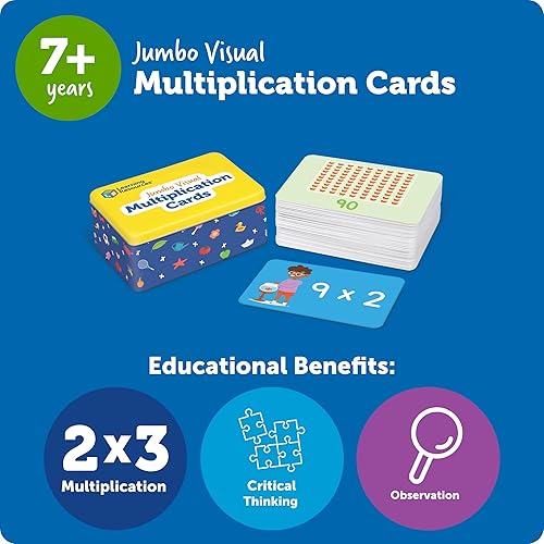 Miniatura 5 de Learning Resources Tarjetas de multiplicación visual jumbo, tarjetas flash de multiplicación, imprescindibles para el aula de matemáticas, juegos de