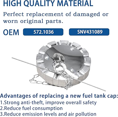 Miniatura 4 de 572.1036 Tapa de gasolina con bloqueo para tanque de combustible para camión de 3 12 pulgadas, rosca de curso de 5.5 TPI compatible con Kenworth,