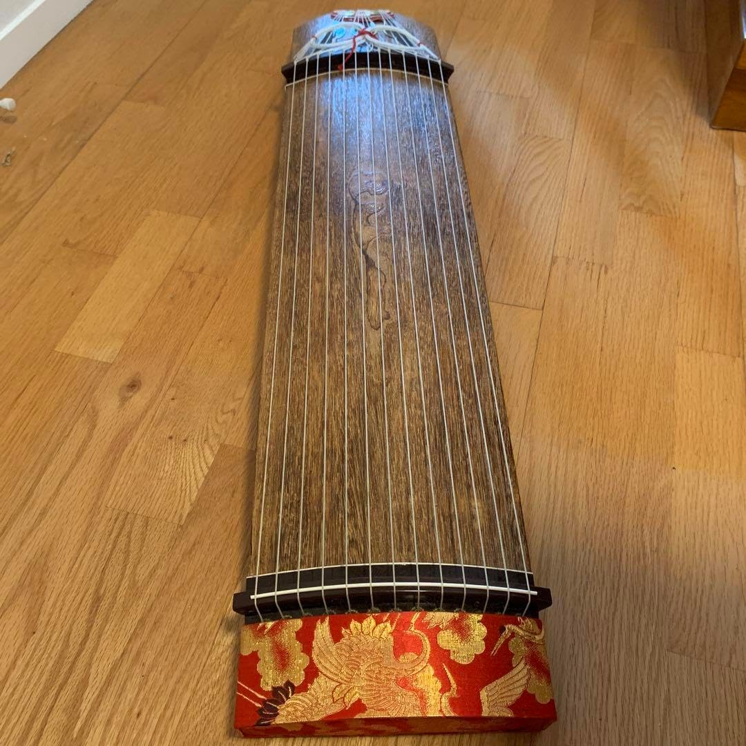短琴 13弦 くり甲 上角作り すだれ彫り 和楽器 お琴 短