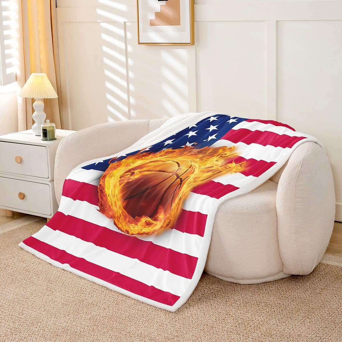 Feelyou Boys Sports Basketball Sherpa Blanket Plush Fuzzy Twin 60"x80"