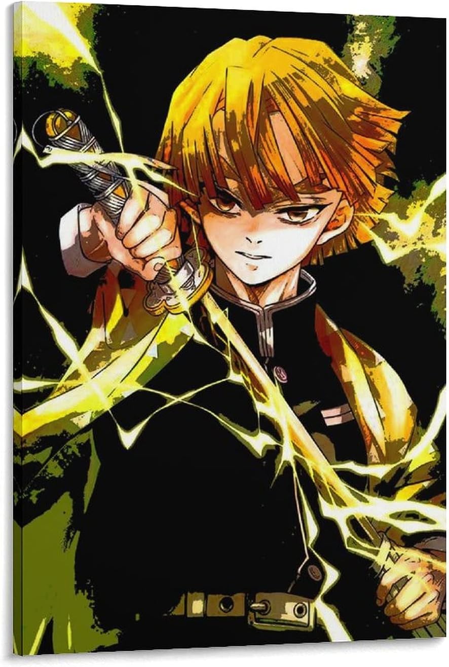 Amazon Co Jp 鬼滅の刃我妻善逸アニメポスター装飾画キャンバスアート絵画リビングルーム壁画寝室装飾ポスター08 12inch 30cm ホーム キッチン