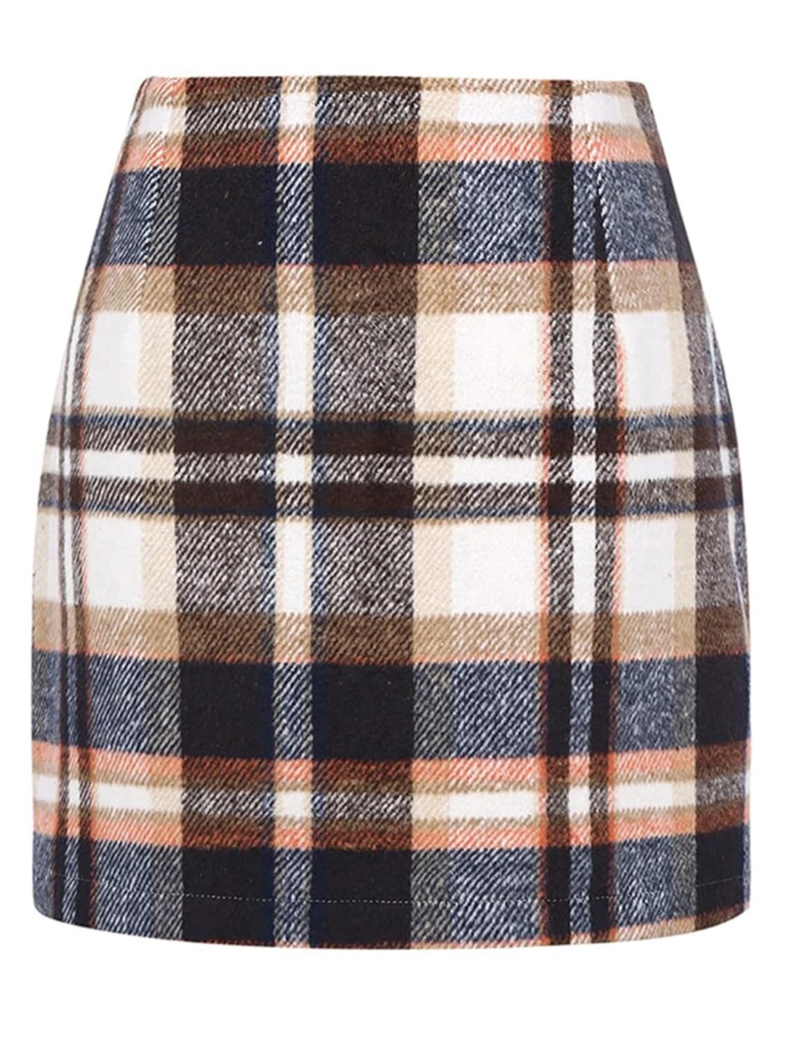 Womens Plaid Skirts Fall High Waist Pencil Stretch Bodycon A Line Winter Mini Skirt
