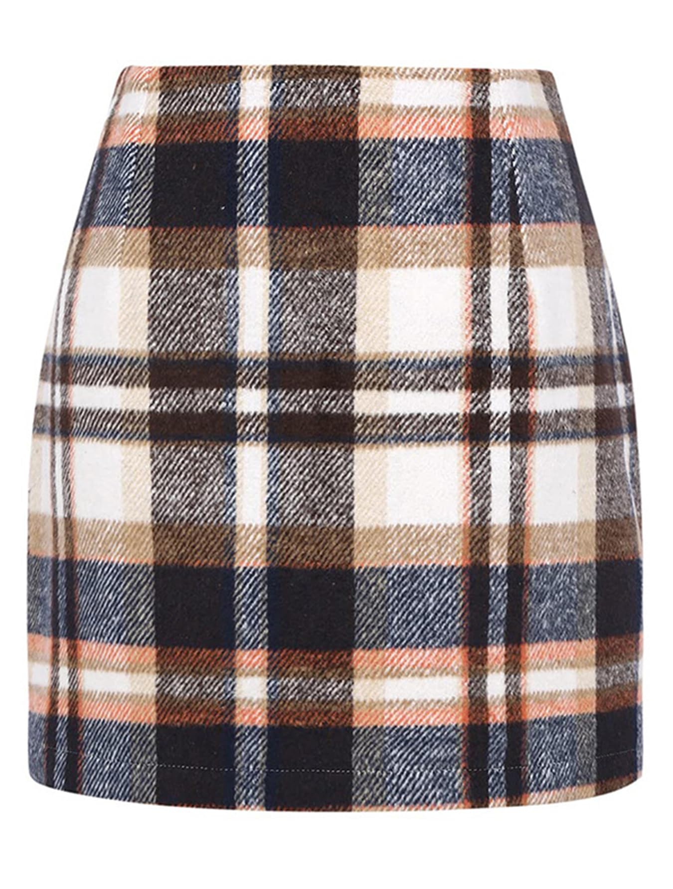 Womens Plaid Skirts Fall High Waist Pencil Stretch Bodycon A Line Winter Mini Skirt