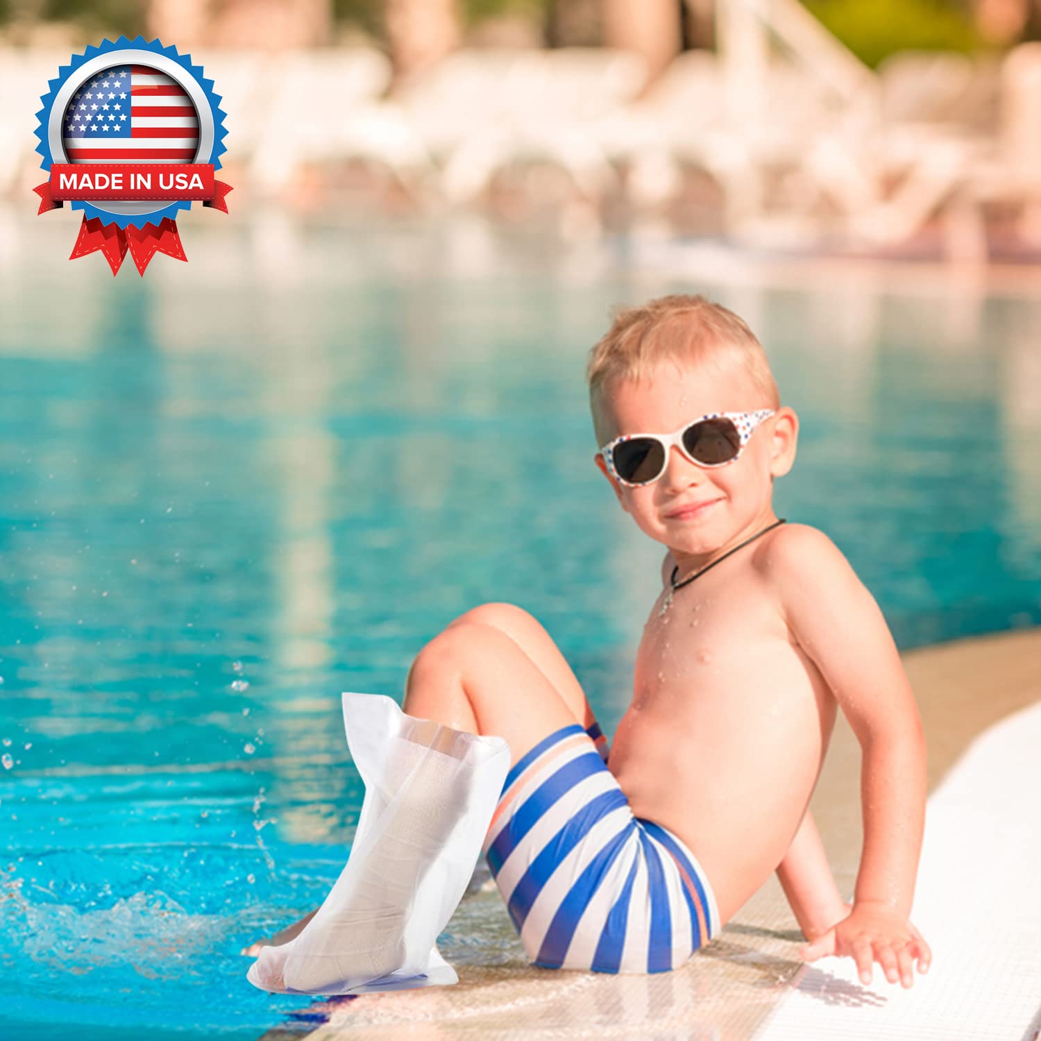 AquaShield Child Leg Cast & Bandage Protector, Waterproof, Reusable, Small HALF Leg (L20) Covers Kid Small Foot, Ankle, Lower Leg, in Bath, Shower & Pool : Leg Cast Guards : Health & Household