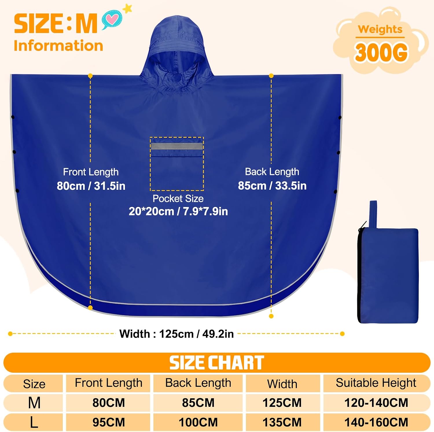 Kids Rain Poncho with Hood Lightweight Waterproof Rain Jacket Reusable Children Boys Girls Rain Coat Outwear