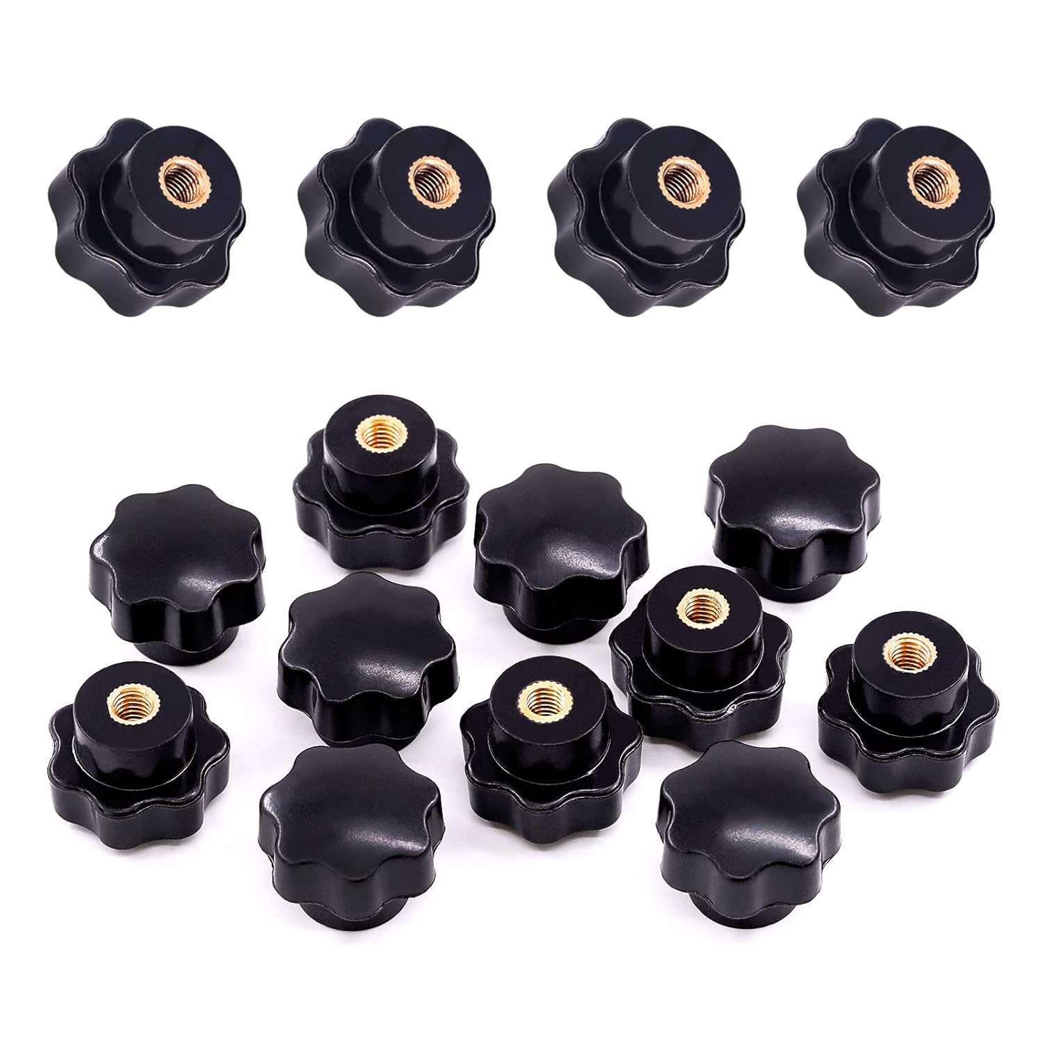 Swpeet 15Pcs M6 7 Star Knob Female Thread Nut Clamping Knob Grip