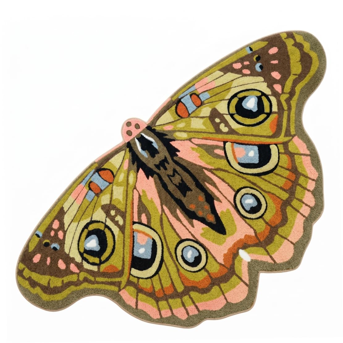 Xoeryoy Butterfly Area Rug Soft Cashmere-like Irregular Shaped Area Rug Non-slip Absorbent Decor for Bedroom, 23.62x39.37 Inch, Green