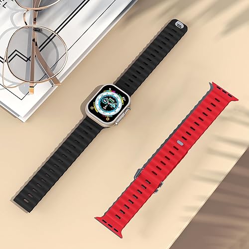 Vista 63 de Paquete de 2 correas deportivas oceánicas compatibles con Apple Watch Band Ultra 2/Ultra SE Series 9/8/7/6/5/4/3/2/1, correas de silicona para Abyss