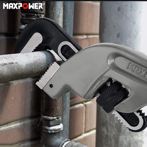Miniatura 32 de MAXPOWER Llave de tubo de 14 pulgadas, llave de plomería de aluminio 40% más ligera, llaves de tubo recto resistente, capacidad máxima de 2 pulgadas