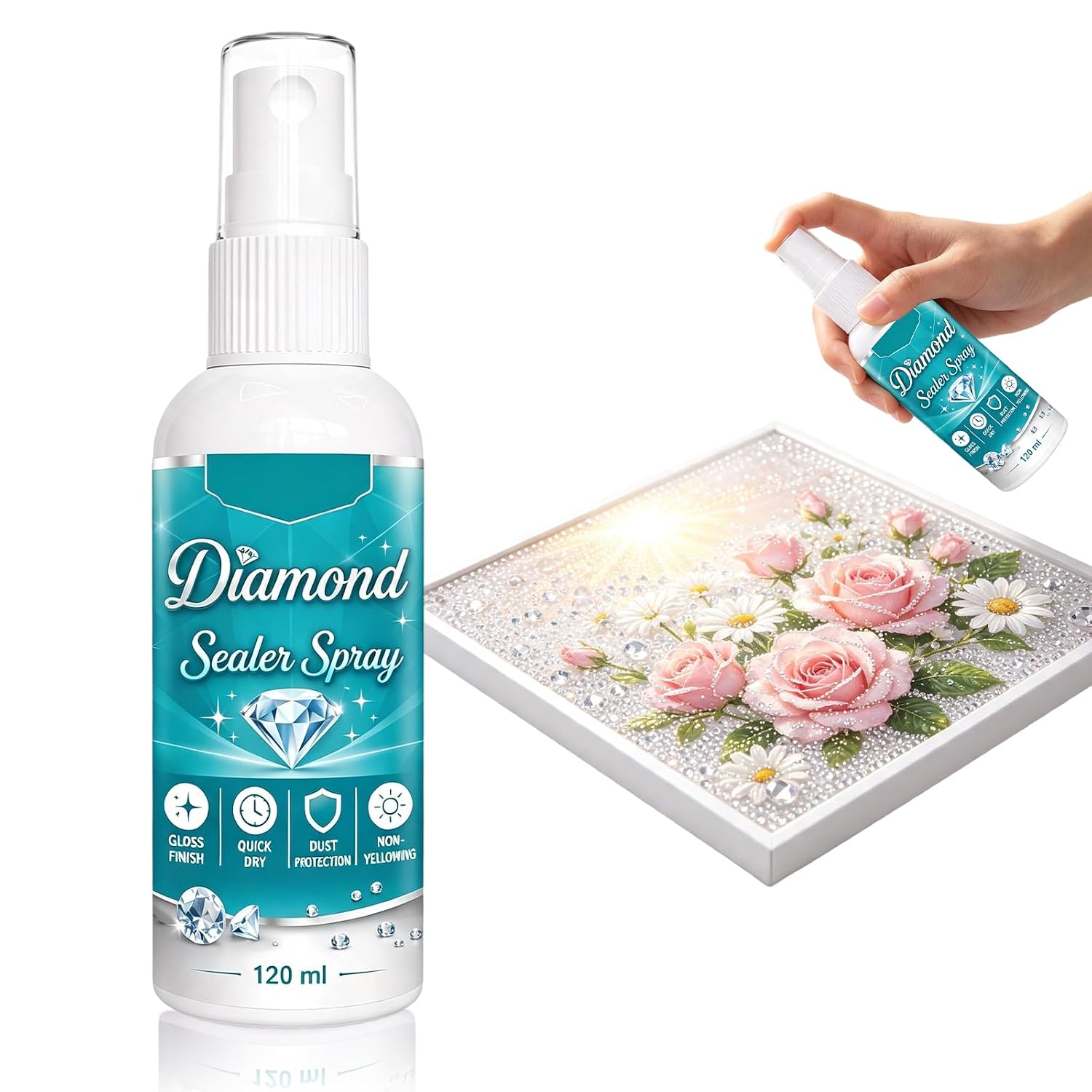 2026 New Crystal Painting Sealer Spray, 120ml Diamond Art Sealer Painting Sealer Spray for DIY Diamond Painting Crafts & Decorative Artwork