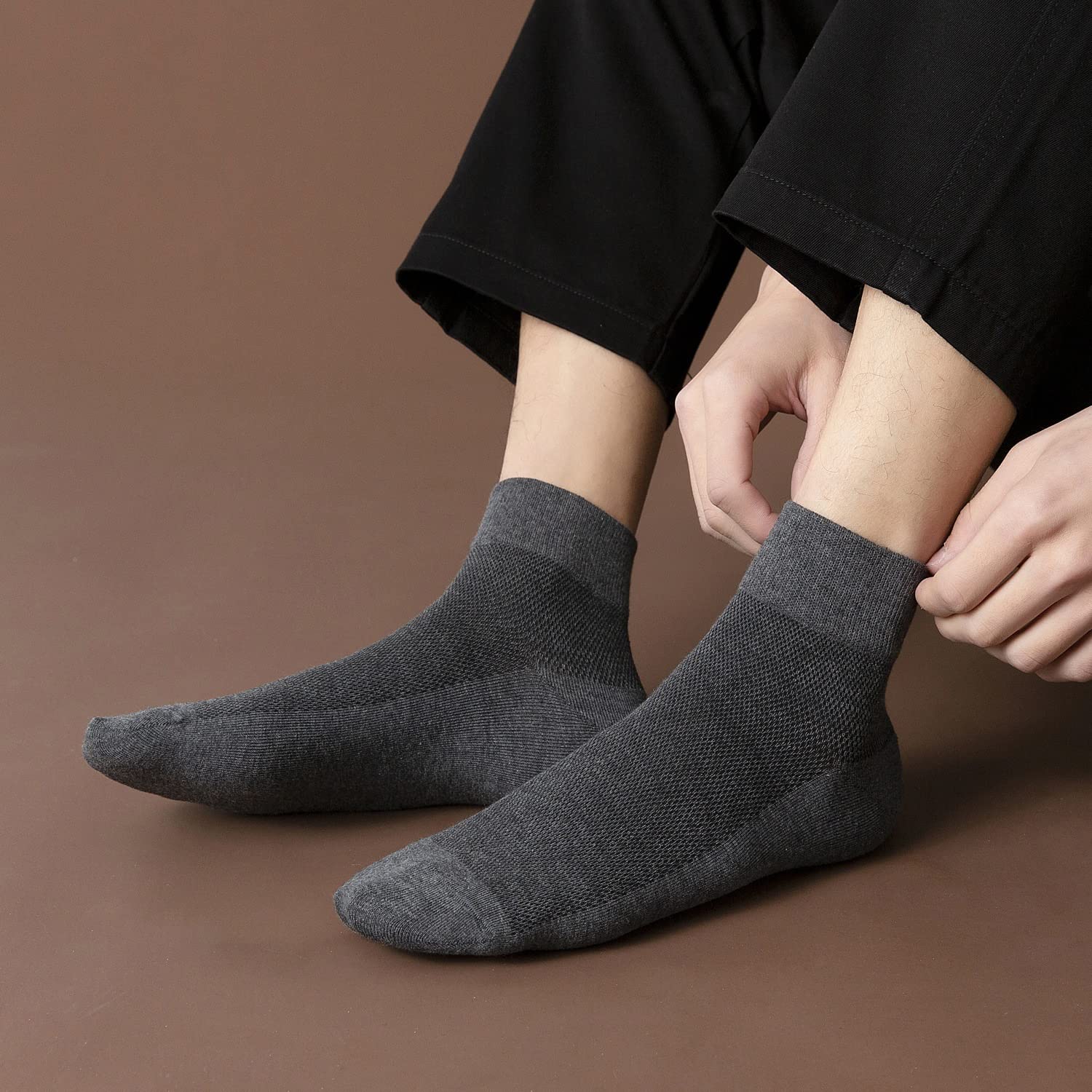 10 Pares de Calcetines Cortos de algodón for Hombre, Calcetines de Malla Transpirables a la Moda for Hombre, Paquete de Calcetines Tobilleros Informales cómodos