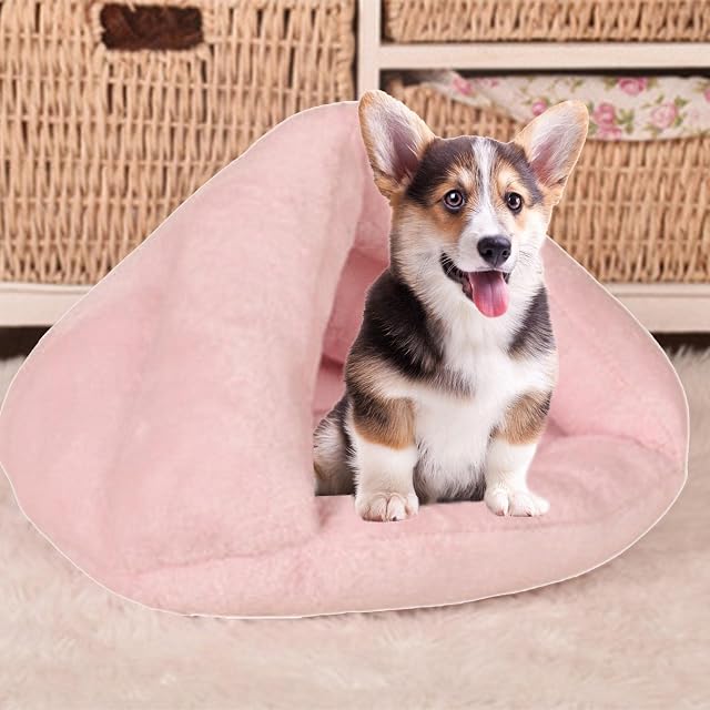 Foto 3 de 8 de Cama tipo cueva para perro, forro polar grueso, cálida y, para perro, tienda de campaña para gatos