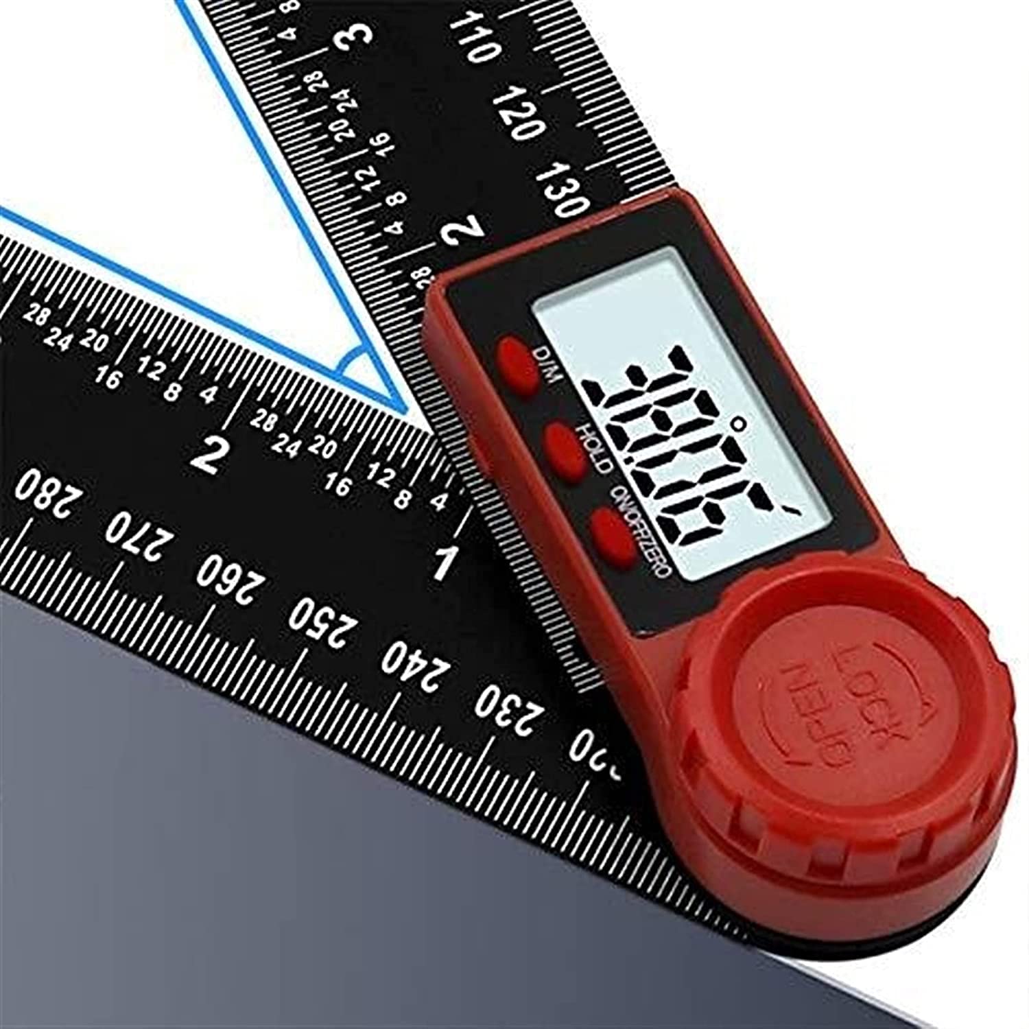 WJJ 200m Angle Righello Digital Display Angolo Goniometro Digital Display Card Nero Vernier Calibro Livello Righello