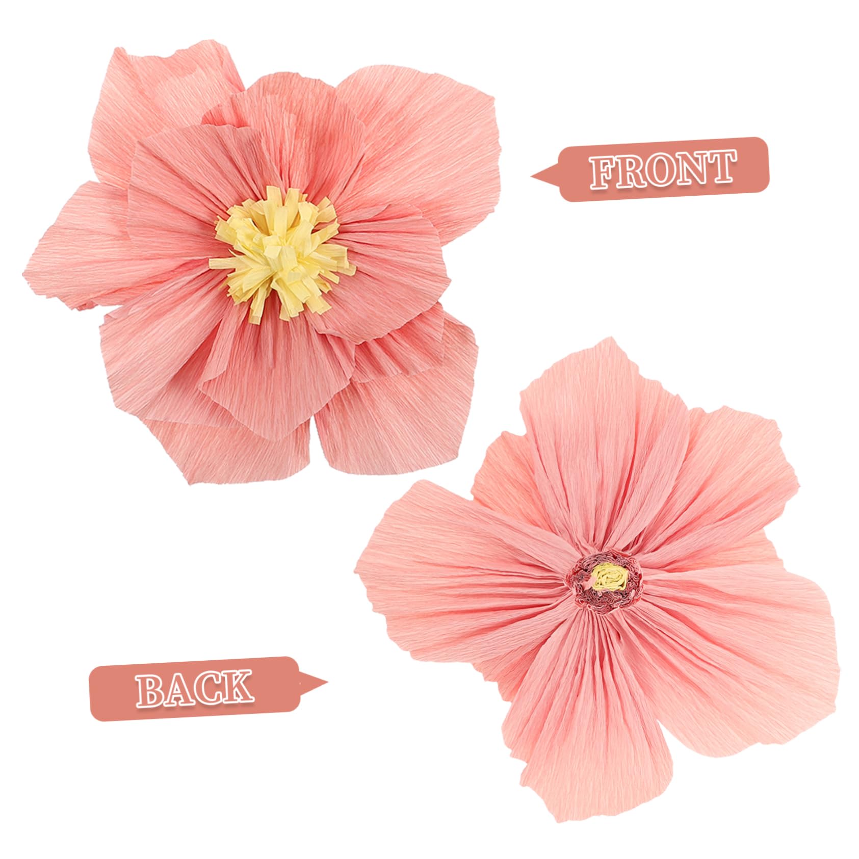 24 Pièces Décor de Fleurs Papier Crépon pour Décorations Murales Fleurs Artificielles pour Mariage et Shower Accessoires de Décoration Polyvalents Texturés