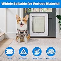 Vista 6 de Puerta para mascotas, puerta de plástico duradero para perros, marco interior de 6.5 x 9.25 pulgadas para perros pequeños y mascotas, fácil