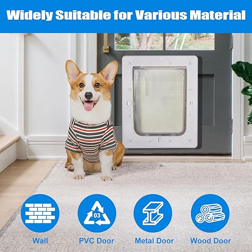 Miniatura 6 de Puerta para mascotas, puerta de plástico duradero para perros, marco interior de 16.7 x 11.7 pulgadas para perros grandes y mascotas, fácil