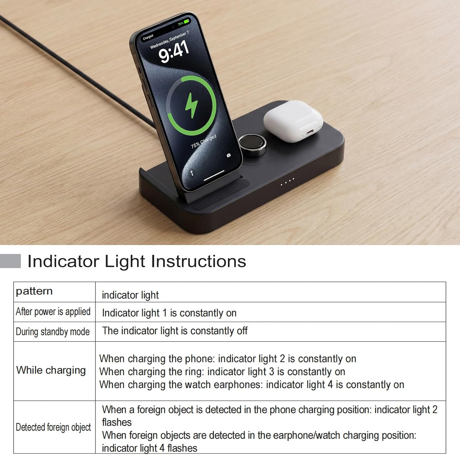 4 in 1 Charging Station for Oura Ring Gen 4 Charger, Fast Charger for iPhone17/16/15/14/13/12, Apple Watch, AirPods, Samsung Galaxy S25/S24/S23/S22/S21, Galaxy Watch Buds (Size 9)