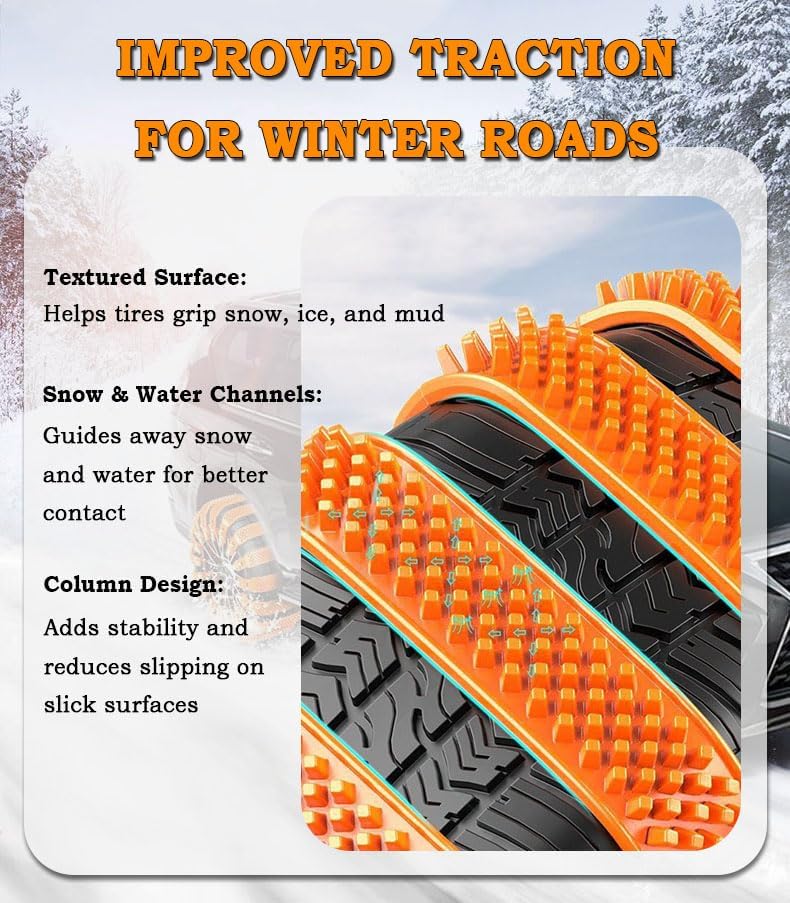10PCS Snow Tire Chains for Lexus LS 2010-2025 Adjustable Anti-Slip Tire Ties for SUV Car Pickup Thickened Reusable Emergency Winter Traction Black