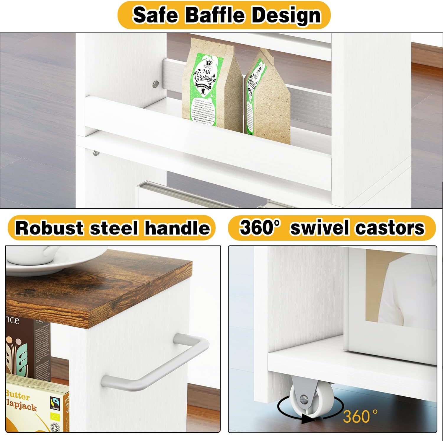 IBUYKE Slim Storage Cart 5.9" W, Rolling Organizer Trolley for Small Spaces, 4-Tier Laundry Cart with Handle, Slide Out Utility Cart for Kitchen, Living Room, Laundry,Narrow Places,White WST005W - Image 7