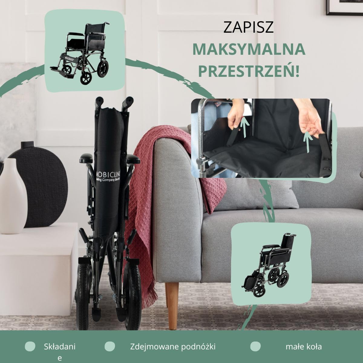 Wózek inwalidzki | Składany | Małe koła | Zdejmowane podnóżki | S230 Sevilla | TOP | Mobiclinic