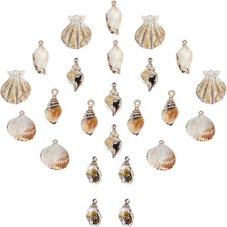 SUNNYCLUE 1 Box Natural White Shell Charms Cowboy Shells Galvanized Charms Summer Ocean Sea Charm for Jewelry Making, Neck... Price In India