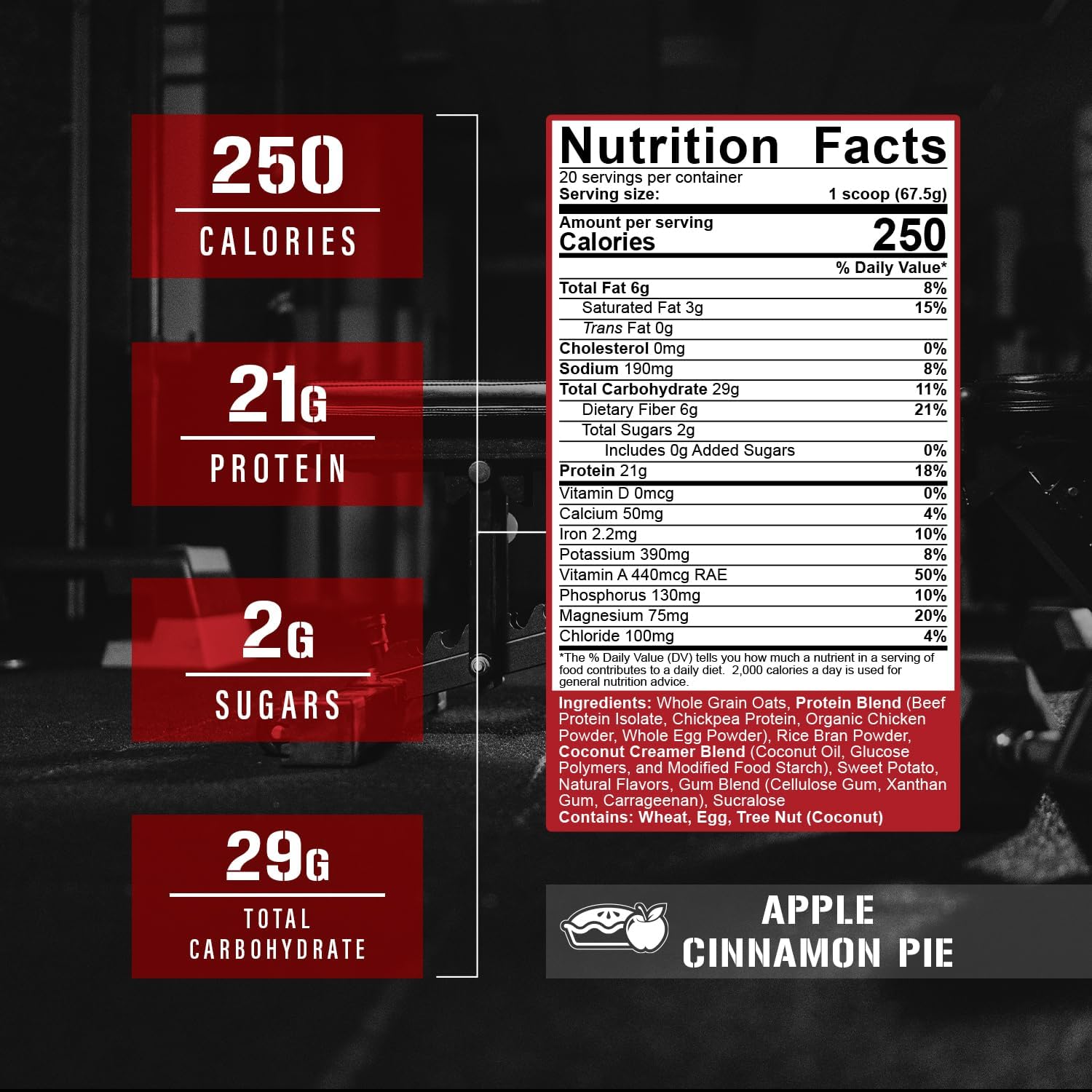 5% Nutrition Rich Piana Real Carbs + Protein | Clean Mass Gainer Meal Replacement Protein Powder | Carbohydrate for Pre Workout/Post-Workout Recovery Meal | 2.9 lb, 20 Servings (Apple Cinnamon Pie)