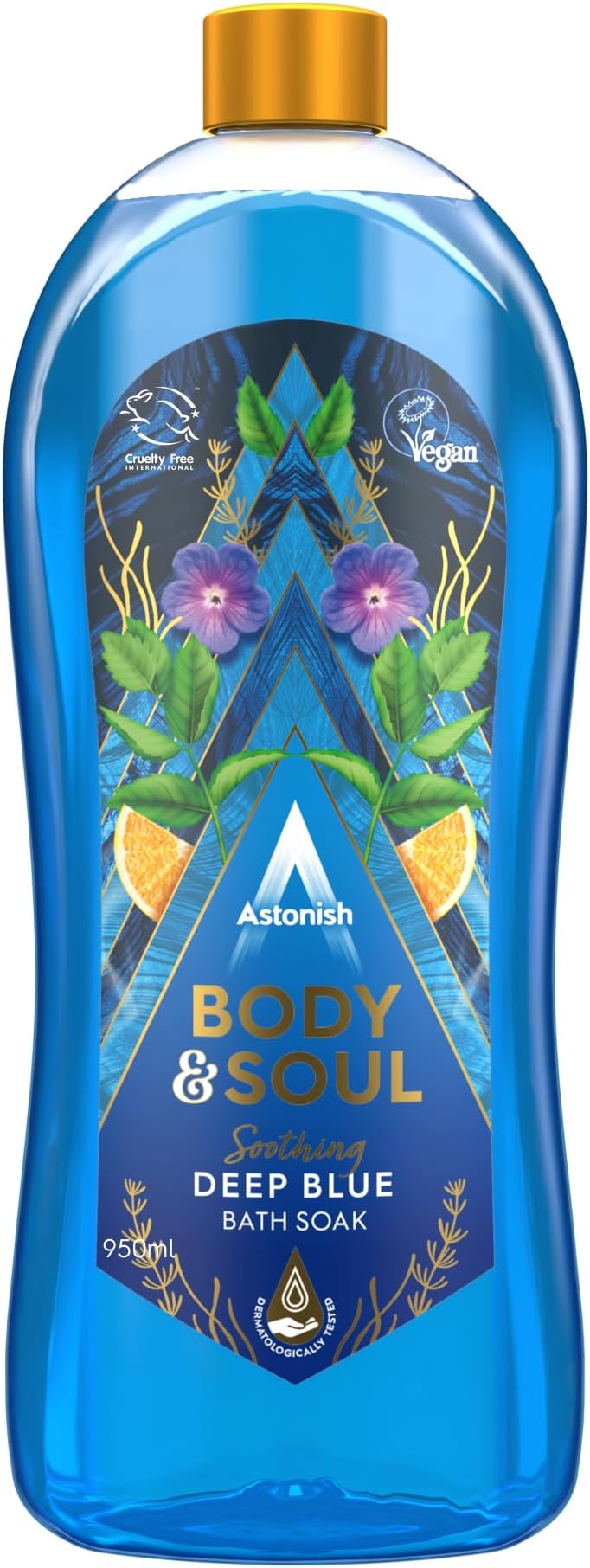 AstonishBody and Soul Nourishing Soothing Deep Blue Bath Soak with a Sweet Refreshing Fragrance for Ultimate Relaxation, 950ml