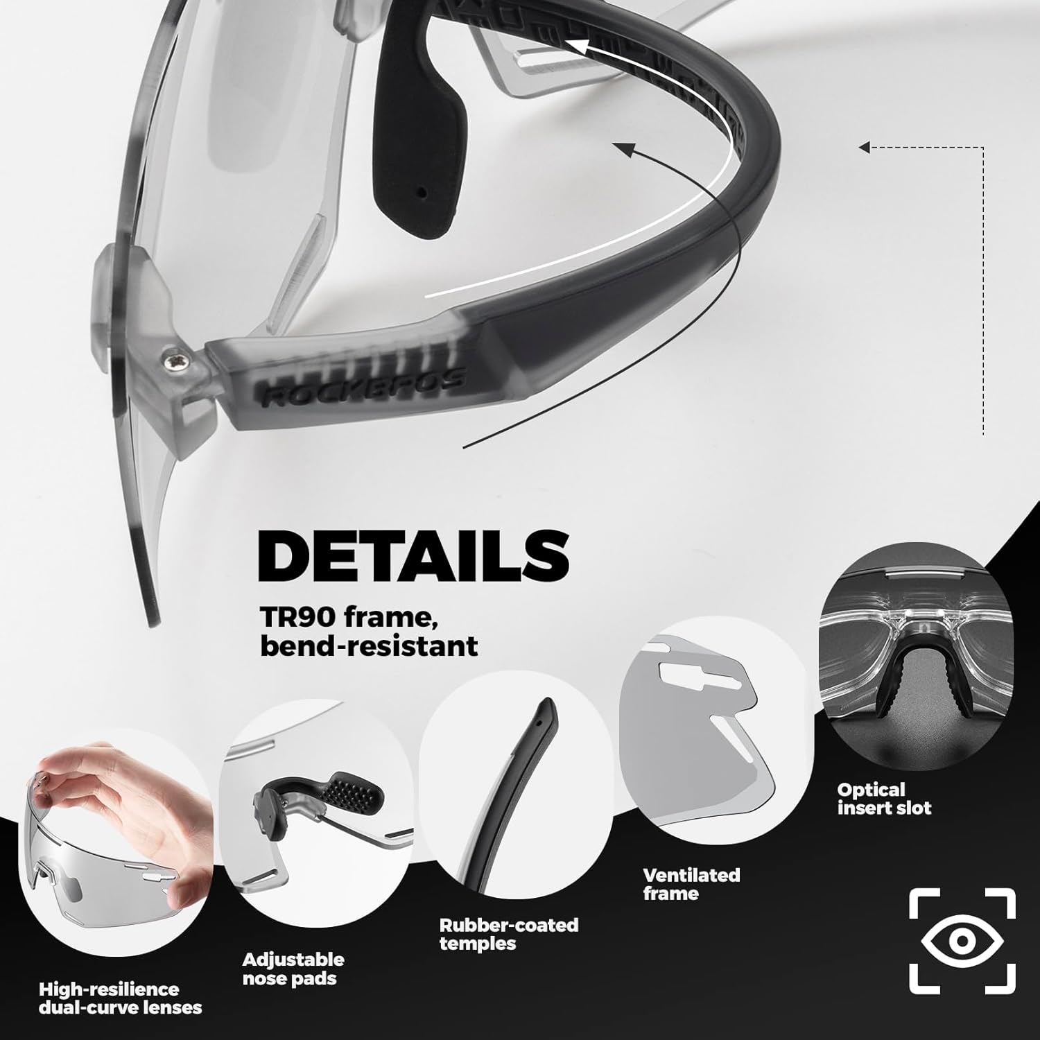 ROCKBROS Photochromic Cycling Sunglasses Bike Glasses for Men Women Sports Sunglasses UV Protection - Image 5