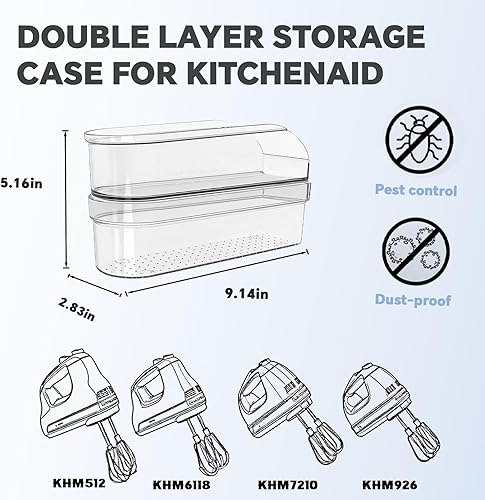 KitchenAid - Caja de almacenamiento para batidoras de mano KitchenAid KHM5/KHM6/KHM7/KHM9 Series Ultra Power Speed, caja de almacenamiento