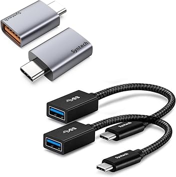 Syntech USB C to USB 3.2 Adapter 2 Pack, 10Gbps USB 3.2 Gen 2 Fit Side by Side & USB C to USB Adapter 2 Pack-Black
