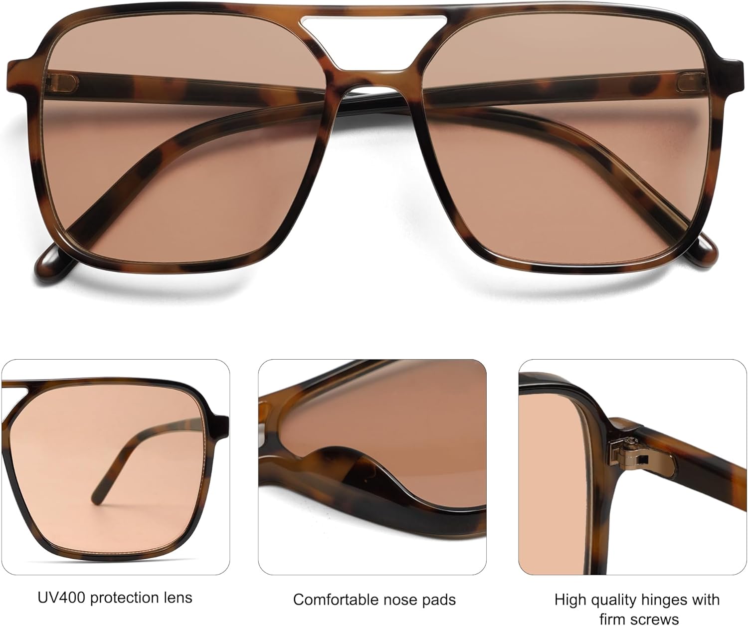 SOJOS Trendy Vintage Aviator Square Sunglasses For Womens Mens Retro 70s UV400 Women Sun Glasses SJ2327 Tortoise/Brown 56 Millimeters image 4 of 6 B0CTLWJLVD